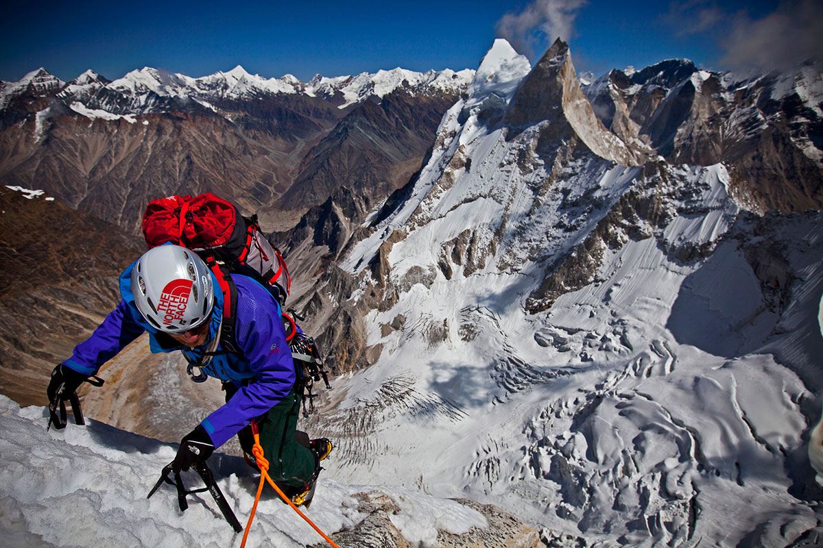man on mountain peak